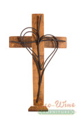  Wine Barrel Cross Double Heart Black With Stand 11'' 15'' 19''