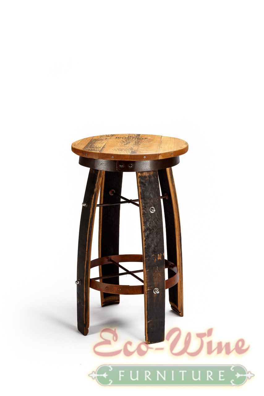 Bourbon Barrel Round Swivel Stave Bar Stools Eco Wine Furniture
