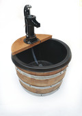   1/2 Wine Barrel Fountain Old Fashion Water Pump Black