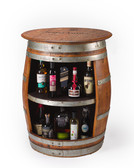 Handmade from authentic recycled oak wine barrel

Approx. size: 37” H x 27” W (top diameter)

Weight: about 120 lbs – sturdy and durable

Built-in shelf for storage or display

Rustic finish with original steel hoops

Perfect for home bar, wine cellar, or living room décor

Eco-friendly, one-of-a-kind artisan furniture