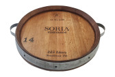 Handcrafted from a reclaimed wine barrel top, this 22” Lazy Susan adds rustic vineyard charm to your dining or kitchen space.