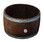 Rustic center wine barrel planter 26x17 inches with stain and black screws – recycled oak garden pot.