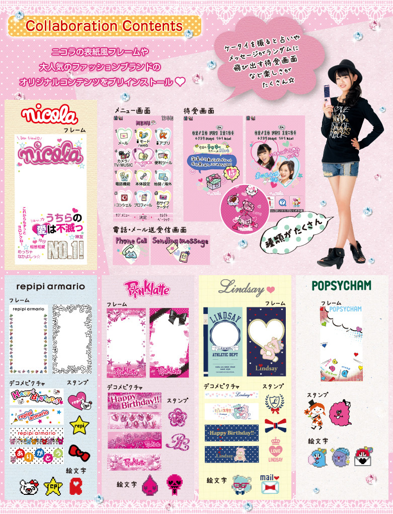 Docomo Fujitsu F-06D Happy Pink Girls Flip Phone Japan