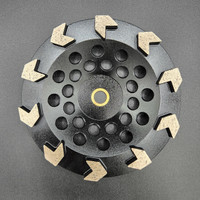 7" Arrow Diamond Cup (Designed for aggressive grinding of concrete, glue and light coating removal) High segments offer extended life!