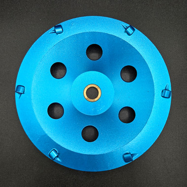 6 segment PCD  Cup Wheel(great for removal of heavy epoxy, coatings, mastic, glues or even fast stock removal of concrete.)
Also available in 5".