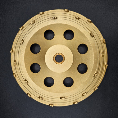  PCD Chip Cup Wheels designed with a high quality PCD providing fast production. (Excellent for removing thin mil epoxy coatings, paint, and mastic.)

Each PCD segment is on its own rail for stability to help hold the chips on the cup longer.
