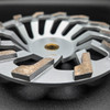 L - segment Diamond cup wheels (Designed for aggressive grinding. The diamond L shape with the point of the L leading results in a cup wheel that will grind and remove at rapid rates.)
