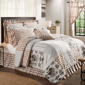FARMHOUSE COUNTRY PRIMITIVE DAKOTA STAR PATCHWORK QUILTED BEDDING COLLECTION 