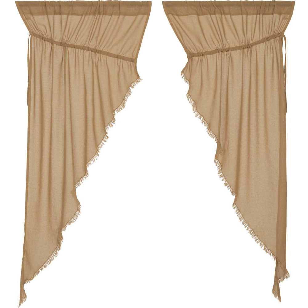 tobacco curtains Tobacco Cloth Fringed Prairie Curtain Set