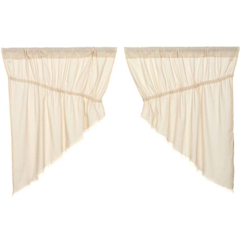 tobacco cloth swag curtains the Tobacco Cloth Natural Tier Fringed Set provides just the right balance of privacy and sunshine Antique White Fringed Tobacco Cloth