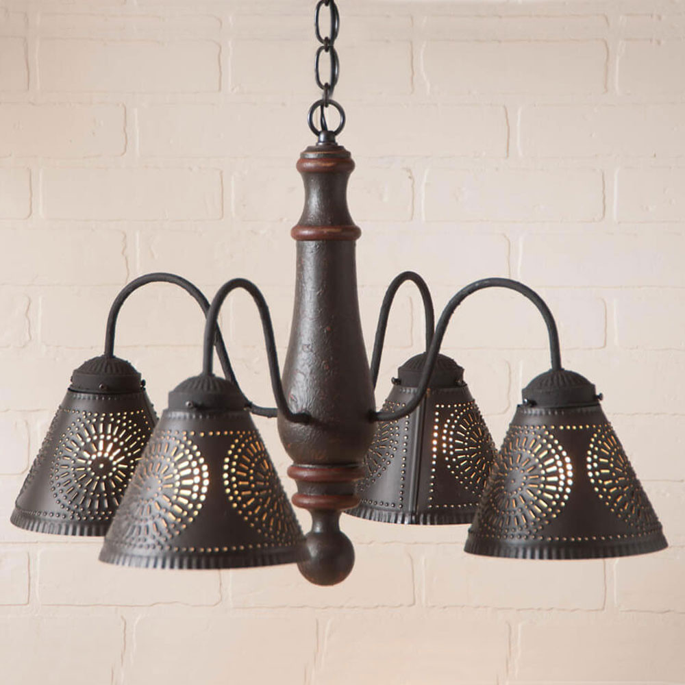 pierced tin chandelier