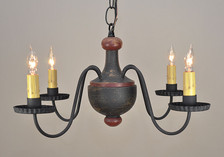 Windham chandelier shown in Black over Mustard with Red Trim