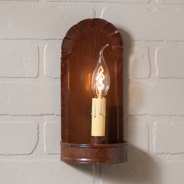 Fireplace Single Arm Wall Sconce in Rustic Tin