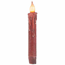 7" Burgundy Battery Operated Taper Candle with Timer