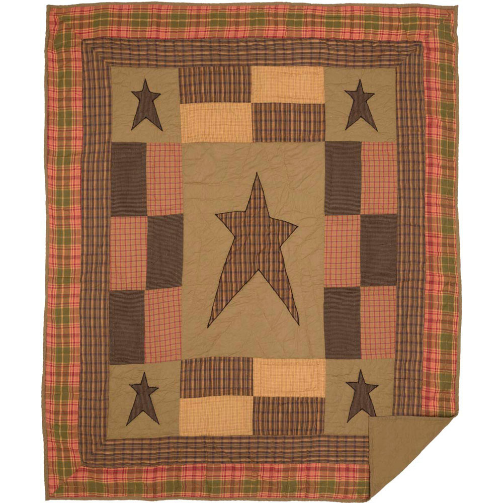 STRATTON STAR 50x60 QUILT THROW RUSTIC BROWN CABIN PRIMITIVE COUNTRY BLANKET 