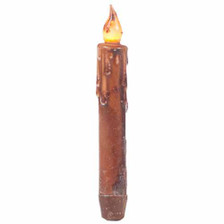 7" Brown Battery Operated Taper Candle with Timer