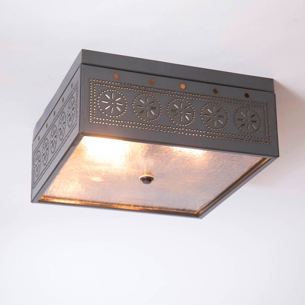 Square Ceiling Light Finished in Country Tin