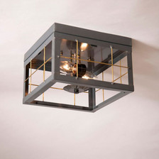 Double Ceiling Light with Brass Bars