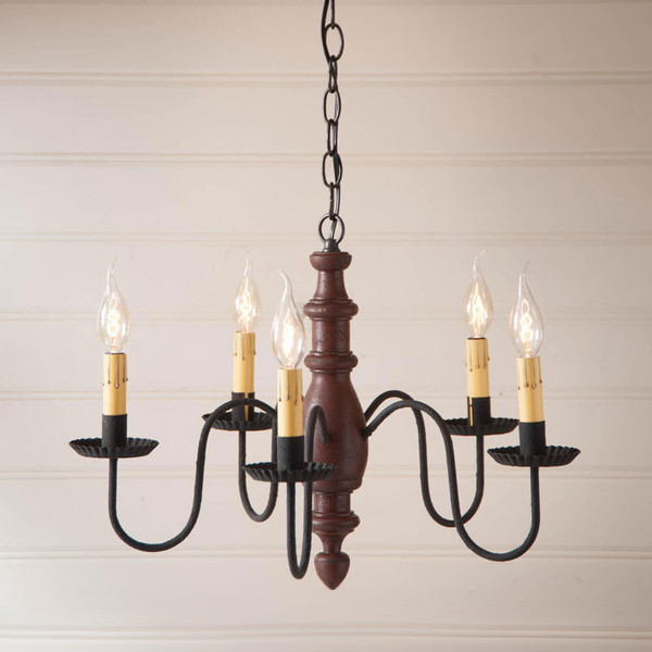 Country Inn 5-arm Chandelier - Plantation Red