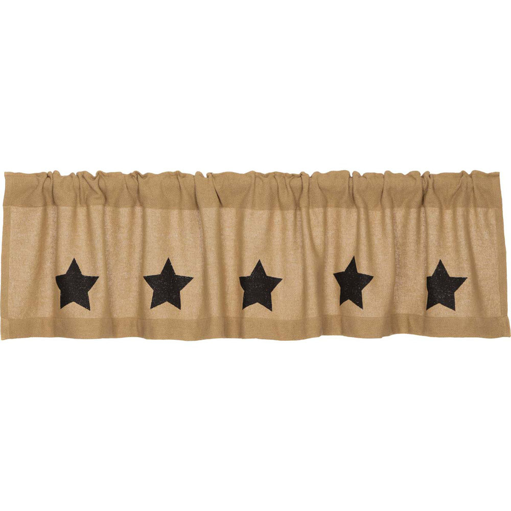 VHC Brands Burlap Stencil Stars Valance