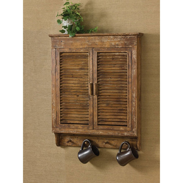 Distressed Wood Shutter Cabinet