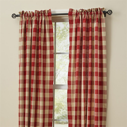 Wicklow Garnet Red Check Short Curtain Panel Set By Park