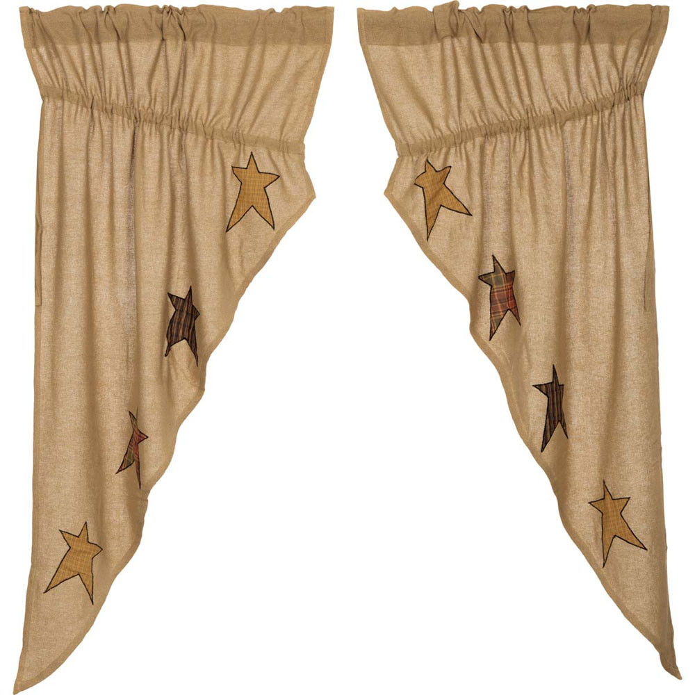 VHC Brands Stratton Burlap Applique Star Prairie Curtain