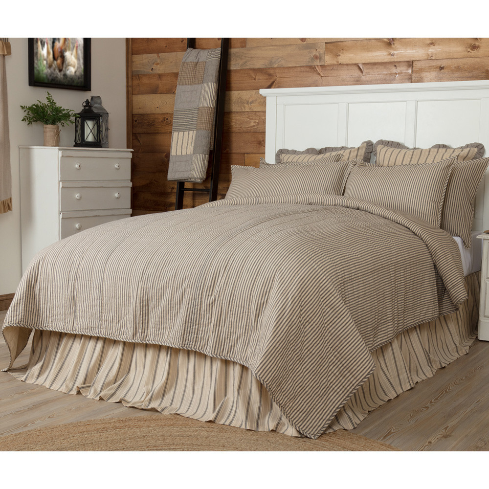 Sawyer Mill Ticking Stripe Twin Quilt Coverlet By Vhc Brands