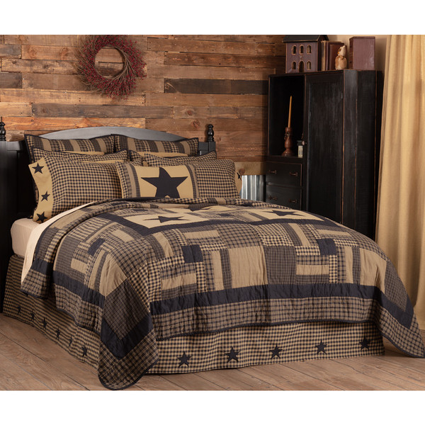 Black Check Star Twin Quilt