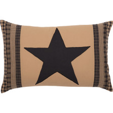 Black Check Star Patch Pillow 14" x 22" - Front