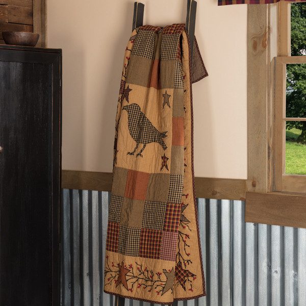 Heritage Farms Applique Crow and Star Quilted Throw