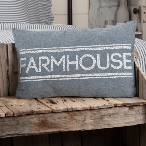 Sawyer Mill Blue Farmhouse Pillow 14" x 22"