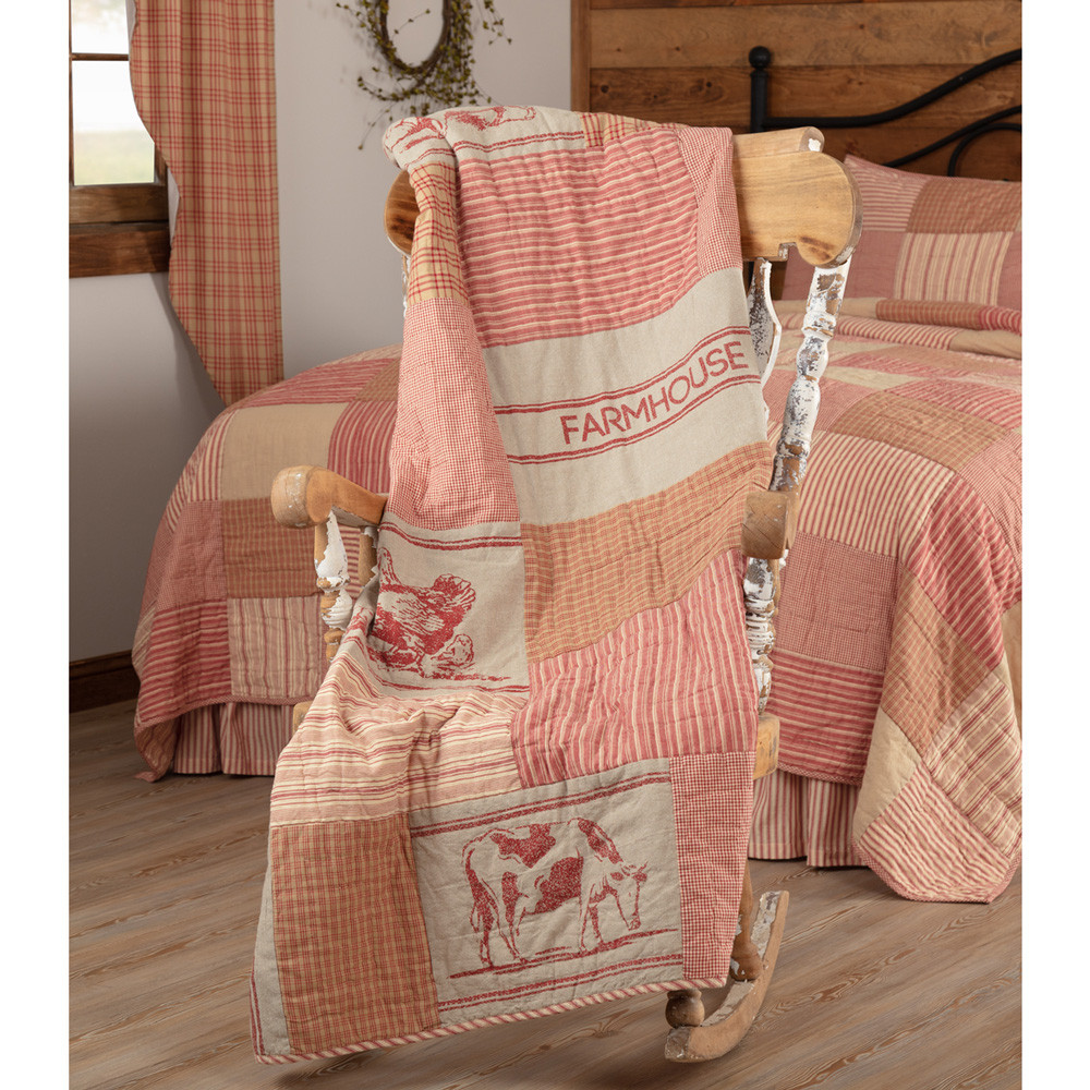 Sawyer Mill Red Farm Animal Quilted Throw