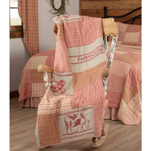 Sawyer Mill Red Farm Animal Quilted Throw - Thumbnail 5