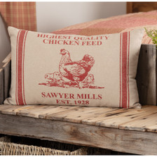 Sawyer Mill Red Hen and Chicks Pillow 14" x 22"