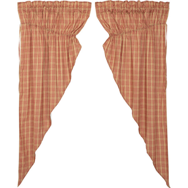 Sawyer Mill Red Plaid Prairie Curtain Set
