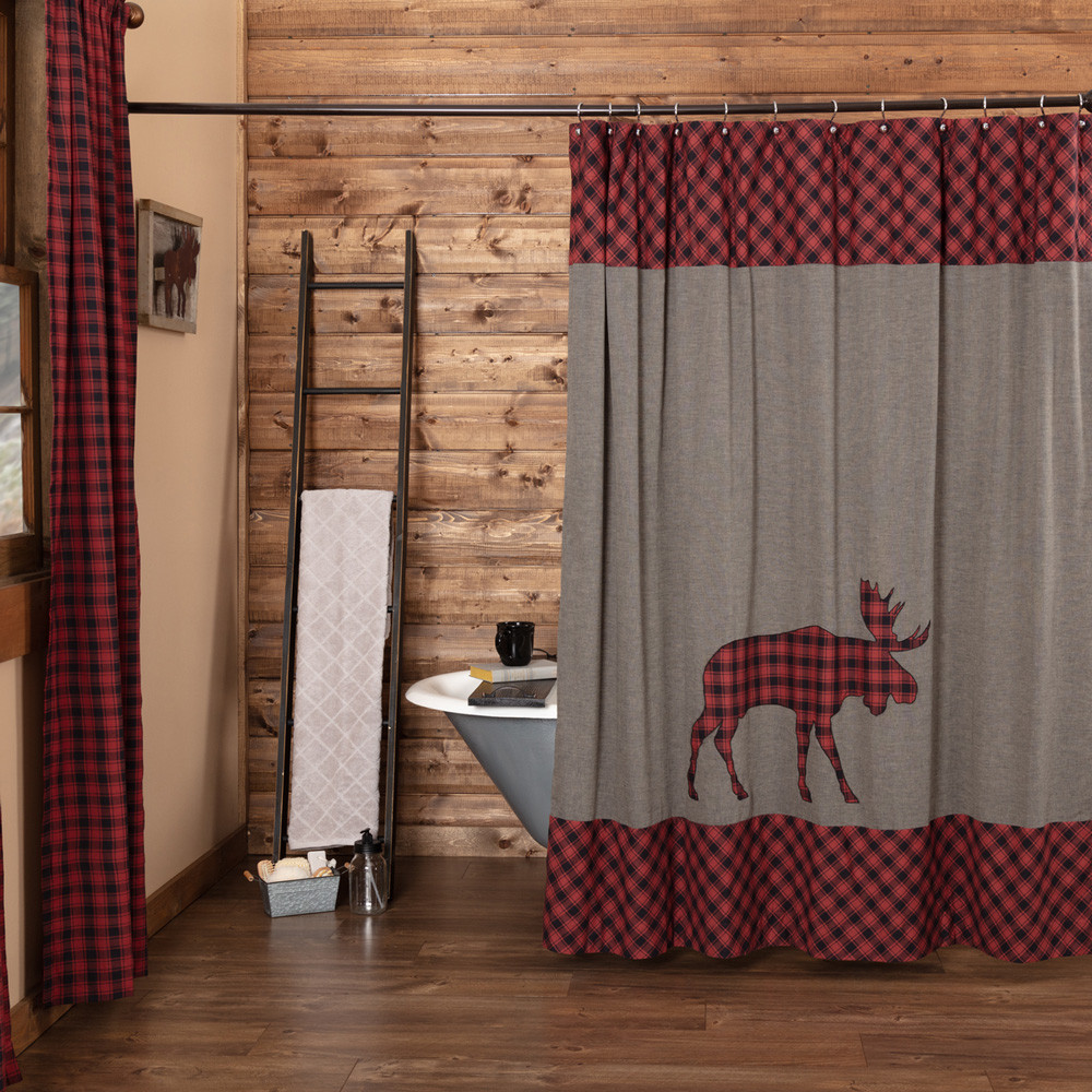 VHC Brands Cumberland Moose Shower Curtain - Thumbnail 2