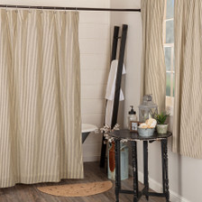 Sawyer Mill Charcoal Ticking Stripe Shower Curtain