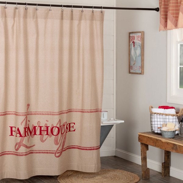 Sawyer Mill Red Farmhouse Living Shower Curtain