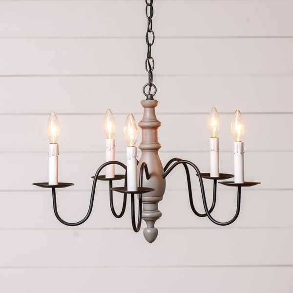 Country Inn 5-arm Chandelier in Rustic Chic Colors - Earl Gray
