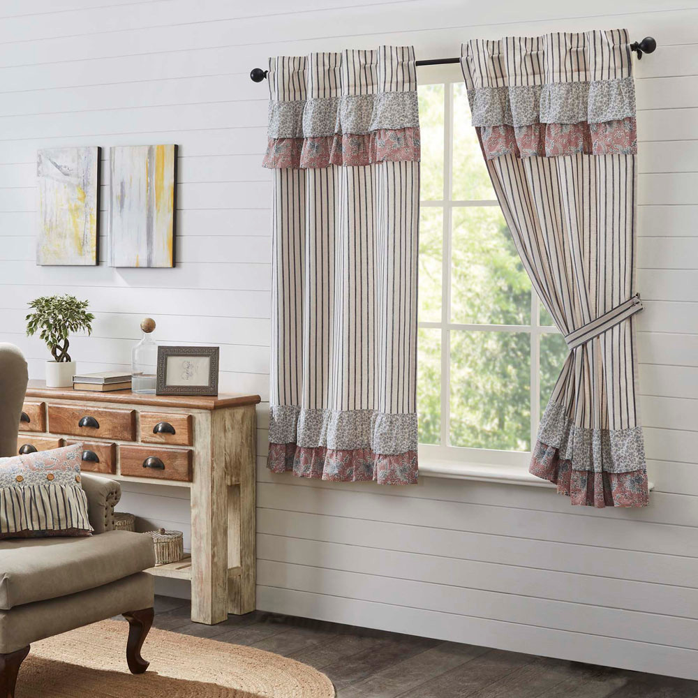 VHC Brands Kaila Ticking Ruffled Panel