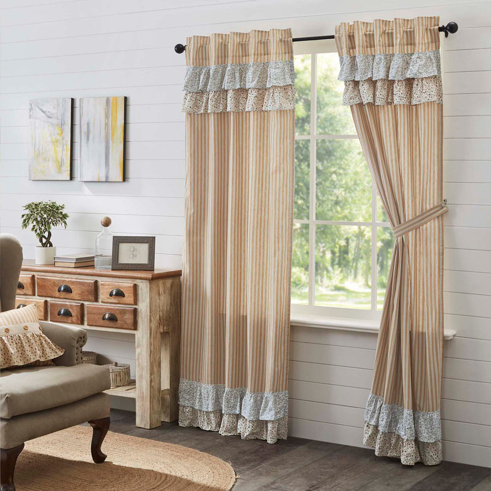 VHC Brands Kaila Ticking Ruffled Panel