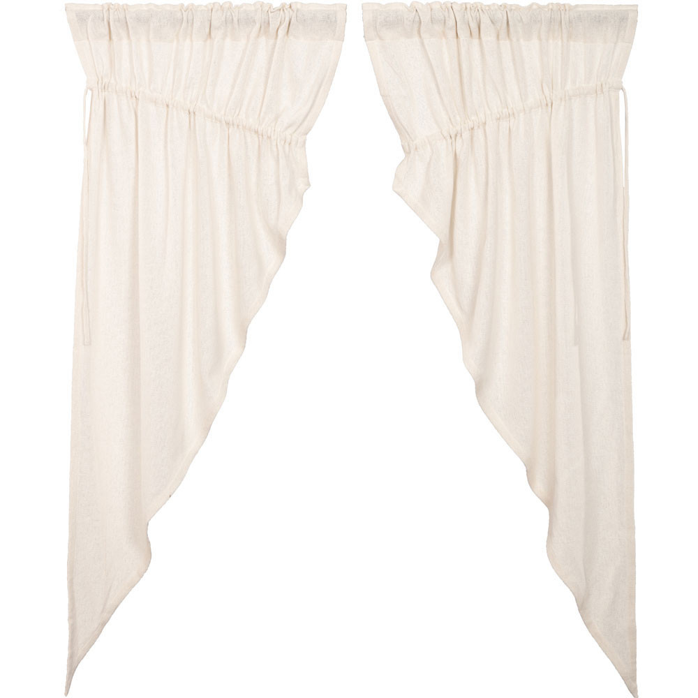 Burlap Antique White Prairie Curtain Set