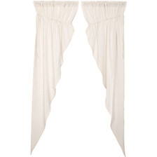 Burlap Antique White Long Prairie Curtain Set