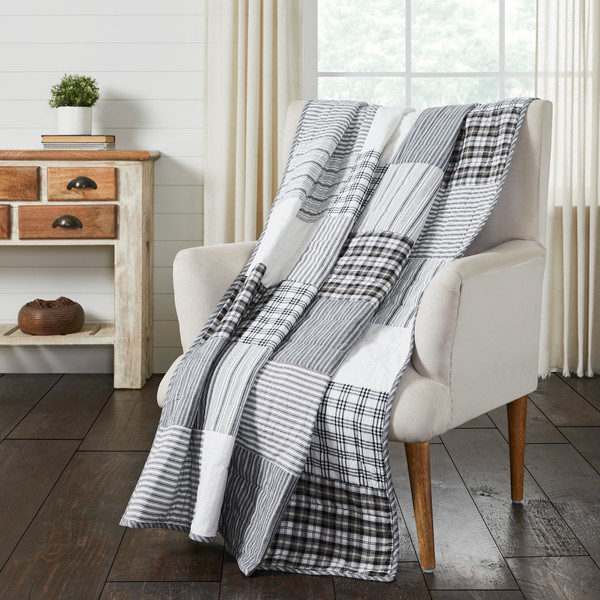 Sawyer Mill Black Block Quilted Throw