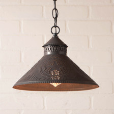 Punched Tin Hitchcock Shade Light in BlackKitchen Island Tin Pendant Light 
