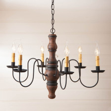 6 Arm Concord Blackened Tin Metal Chandelier By Irvins Country Tinware 