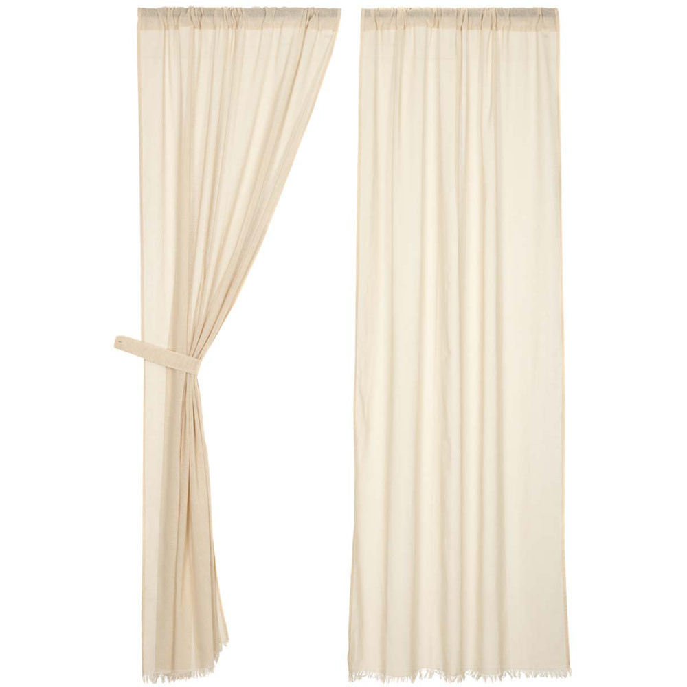 Tobacco Cloth Fringed Panel Set Natural