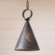 Country new smokey black punched tin Grater hanging light 