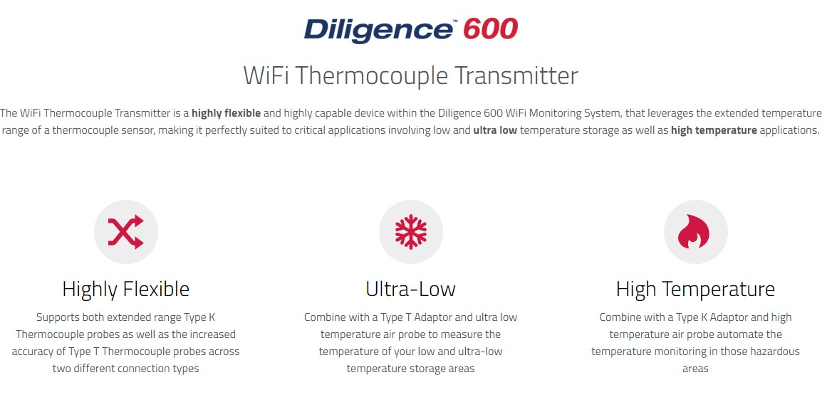 WiFi Temperature Transmitter - Diligence 600 WiFi Monitoring System